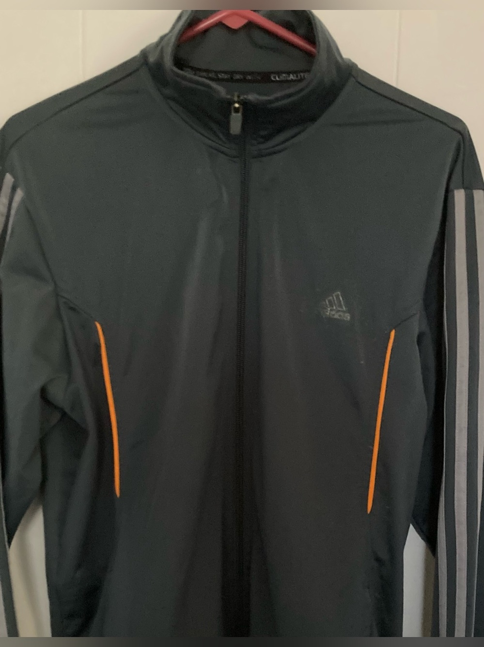 Adidas  Lightweight Full-Zip Track Jacket Gray w/Orange accents Men's size Large